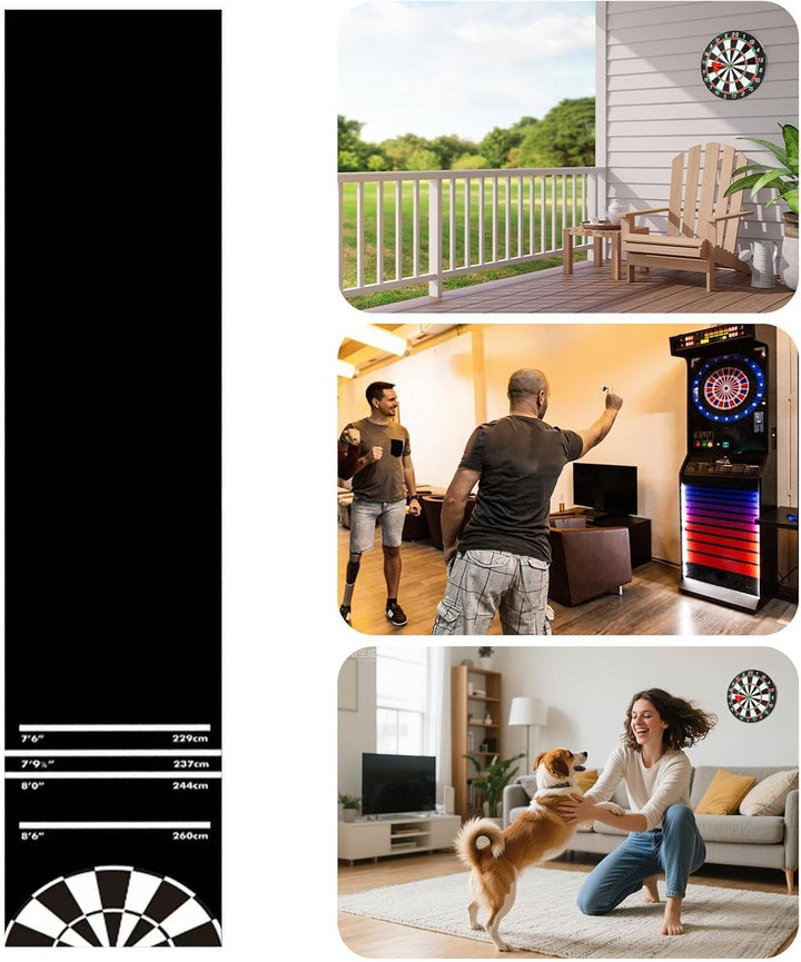 Dartmatte, Dartteppich Mit Abwurflinie, Professioneller Dartteppich rutschfeste Darts Bodenmatte Für