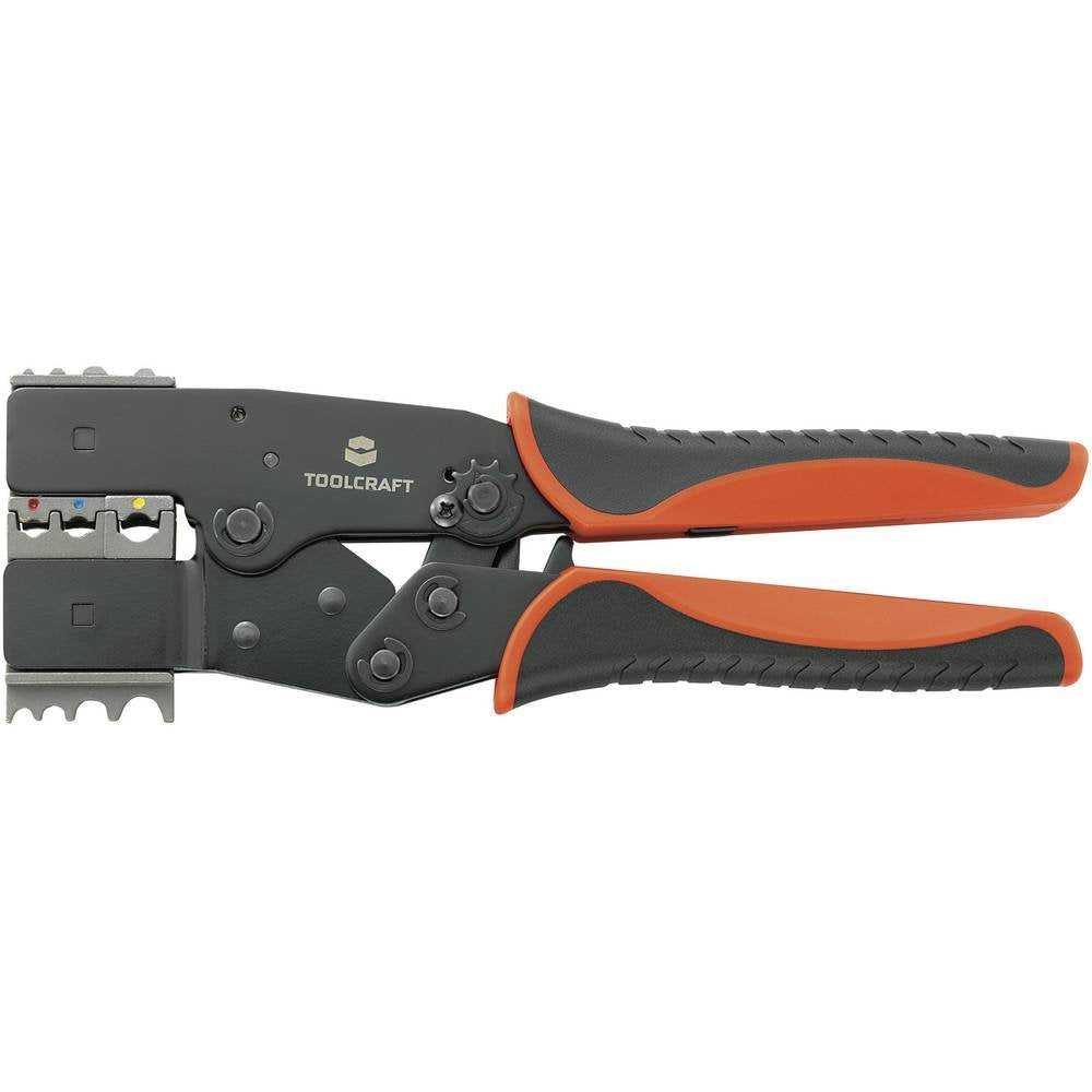 TOOLCRAFT 2-i-1 818644 Crimpzange Isolierte Flachstecker, Kabelschuhe, Stossverbinder