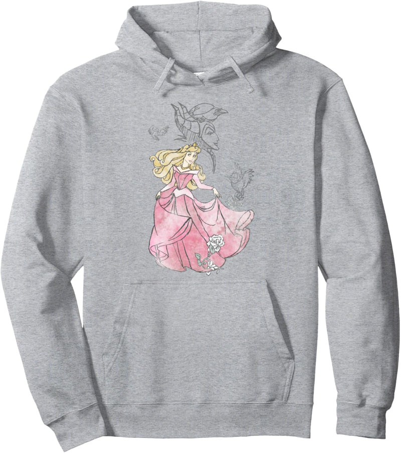 Disney Sleeping Beauty Aurora Maleficent Watercolor Sketch Pullover Hoodie