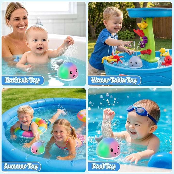Gigilli Baby Badewannenspielzeug, Leuchtender Spritzender Wal-Spielzeug 6-12 12-18 Monate Badespielz