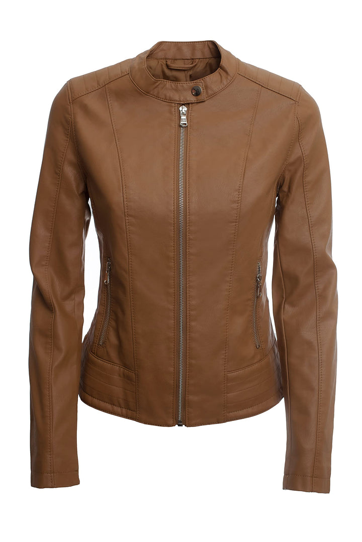 JOPHY & CO. Kurze Damenjacke aus Kunstleder (cod. 8820) oder aus echtem Leder (cod. 8820/A) mit Tasc
