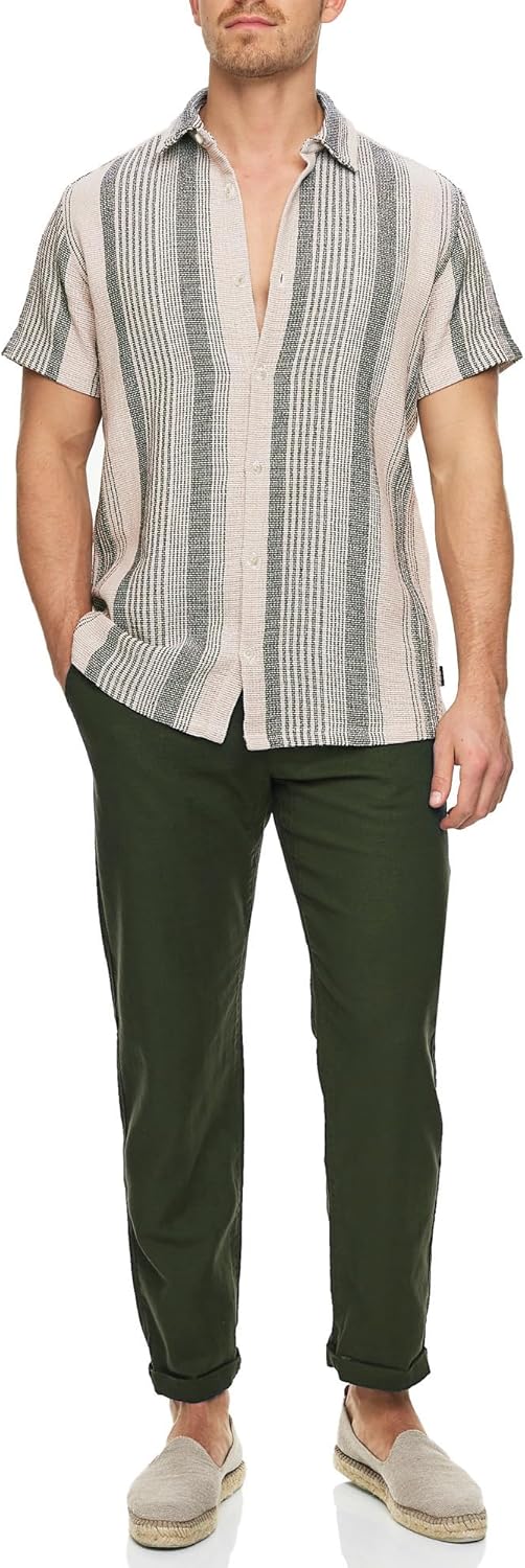 Indicode Herren INCosby Kurzarmhemd mit Button-Down-Kragen | Herrenhemd gestreift Kurzarm Hemd XL Ar