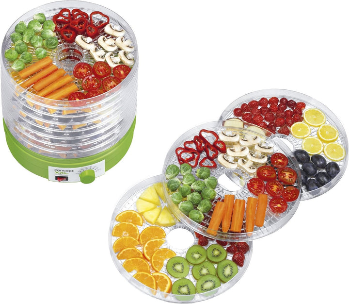 CONCEPT Hausgeräte so1025 Dörrgerät XXL 12 Einlegeböden, Extra grosse Kapazität, grün/weiss Extra