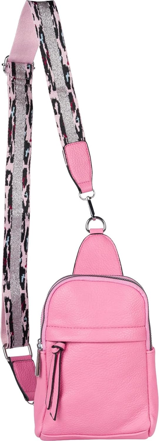 styleBREAKER Damen One Shoulder Rucksack, gemusterter Schultergurt, Einfarbige Crossbody Bag, Cityru