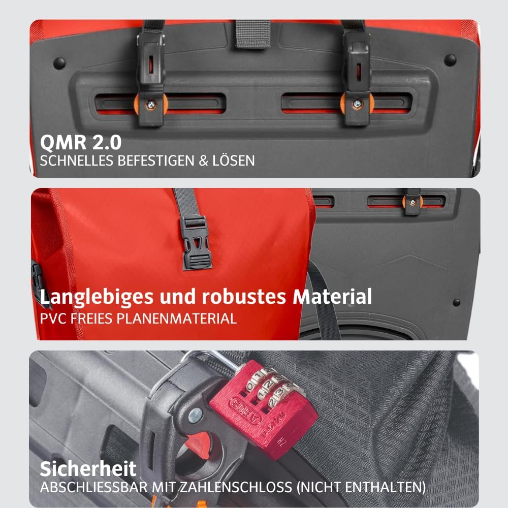 VAUDE Fahrradtasche für Gepäckträger Aqua Back Single 1 x 24 L in 24 l Lava, 24 l Lava