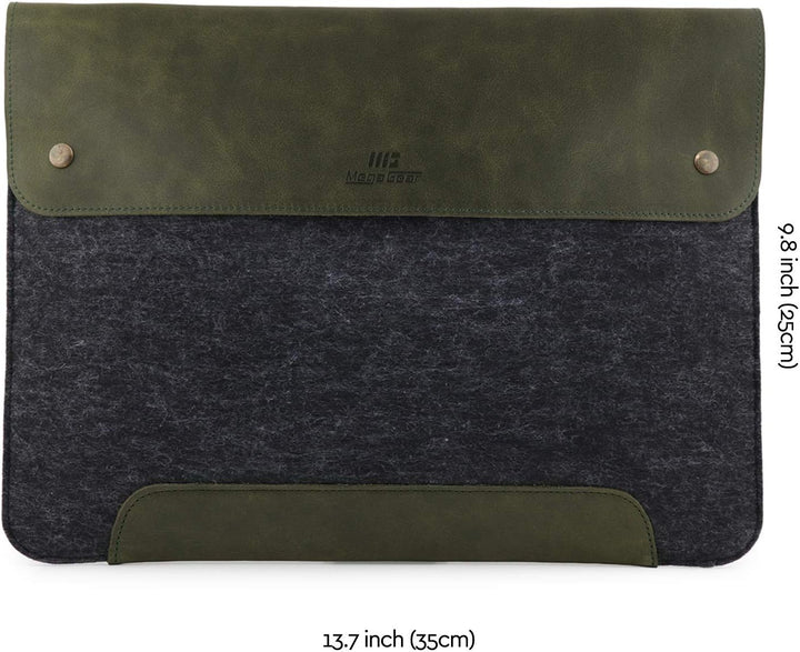 MegaGear MacBook-Tasche aus echtem Leder und Fleece,Laptop-Hülle für MacBook Pro und MacBook Air,14