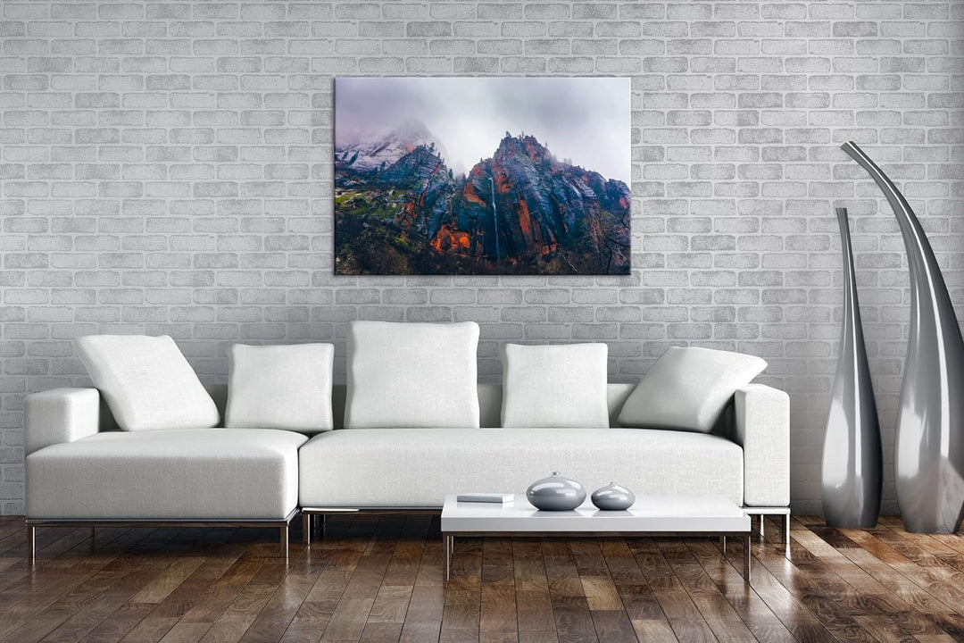 deyoli Berge im Zion Nationalpark Utha Format: 80x60 als Leinwand, Motiv fertig gerahmt auf Echtholz