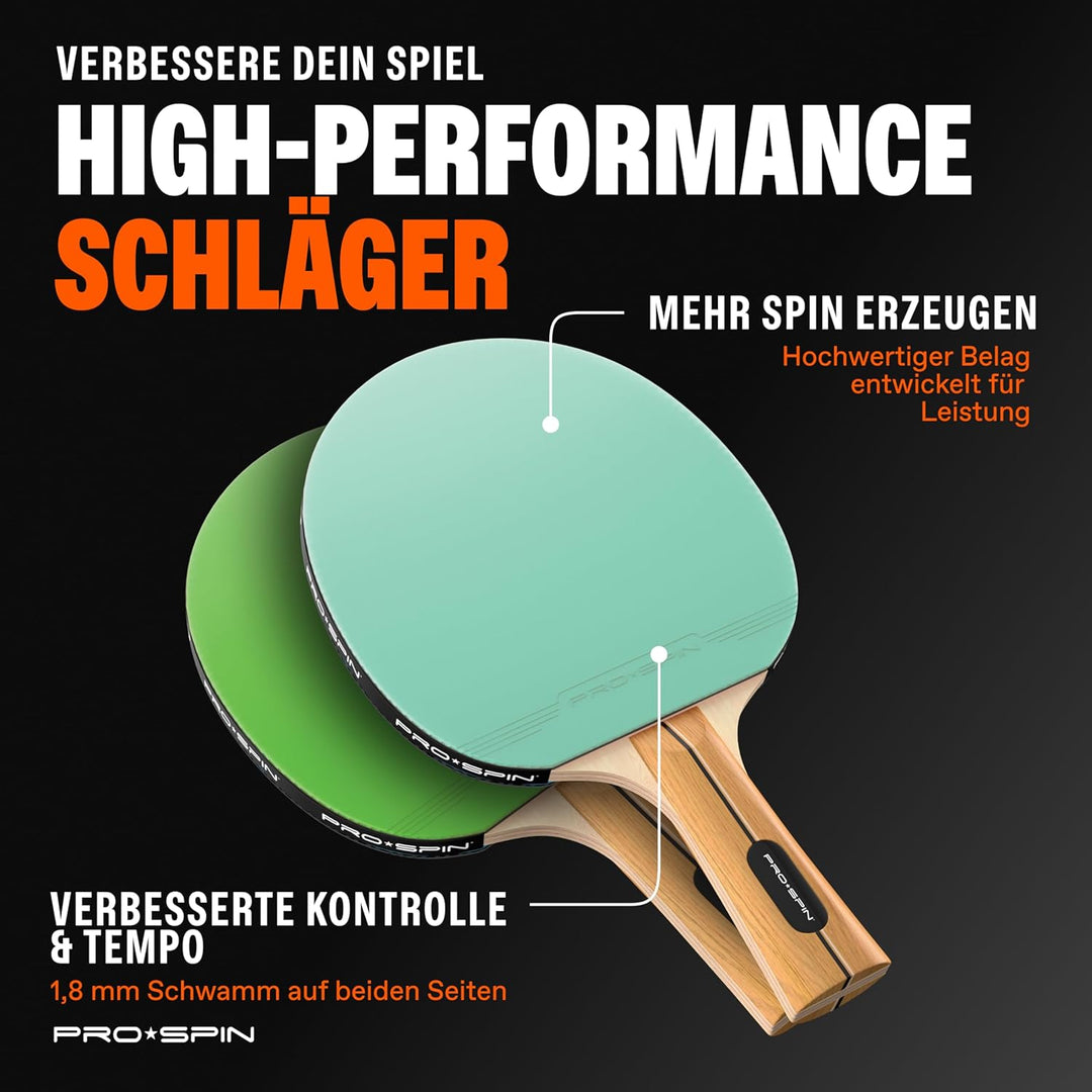 PRO-SPIN Tischtennisschläger – Hochleistungs-Tischtennis Set | Premium Tischtennisschlaeger, 3-Stern