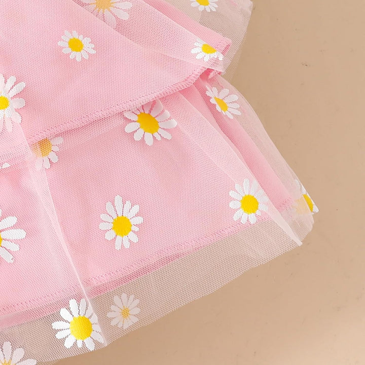Baby Mädchen Kleidung für Neugeborene gerüschte Oberteile Sonnenblumen Hosenträgerröcke mit Stirnban