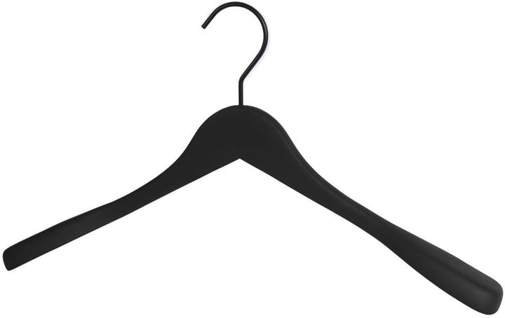 GERSO Kleiderbügel Premium 45 cm – 5er Pack – Massivholz schwarz gummiert – Formbügel mit drehbarem