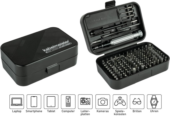kabelmeister® Präzisions-Schraubendreher-Set, 150-Teile, u.a. 117x C4 Bits, 3x C3 Bits