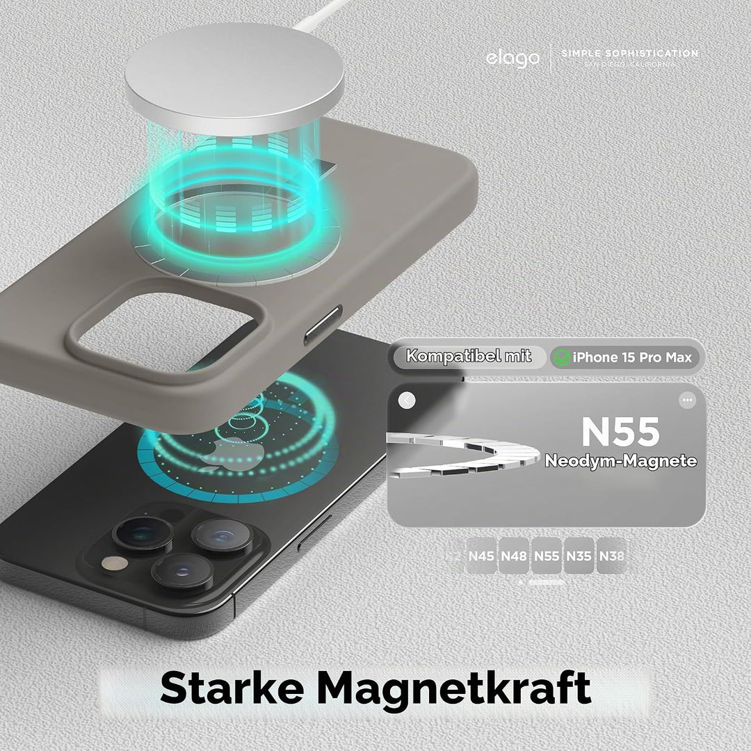 elago Magnetische Silikonhülle Kompatibel mit iPhone 15 Pro Max Hülle, Kompatibel mit MagSafe Alles