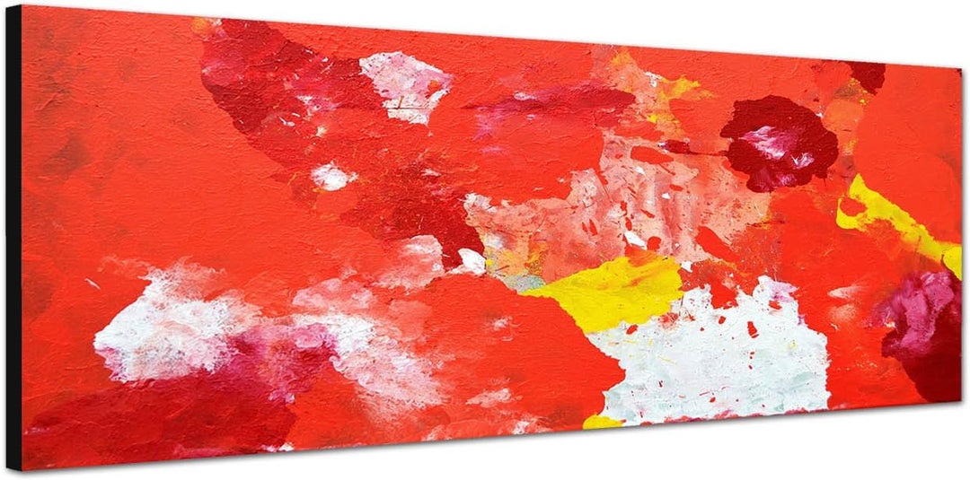 Paul Sinus Art Panoramabild auf Leinwand und Keilrahmen 150x50cm Malerei Kunst abstrakt orange gelb