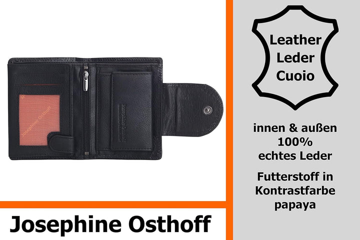 Josephine Osthoff Geldbörse Damen Wiener Schachtel, Platz für 11 Karten, Minibrieftasche mit Münzfac