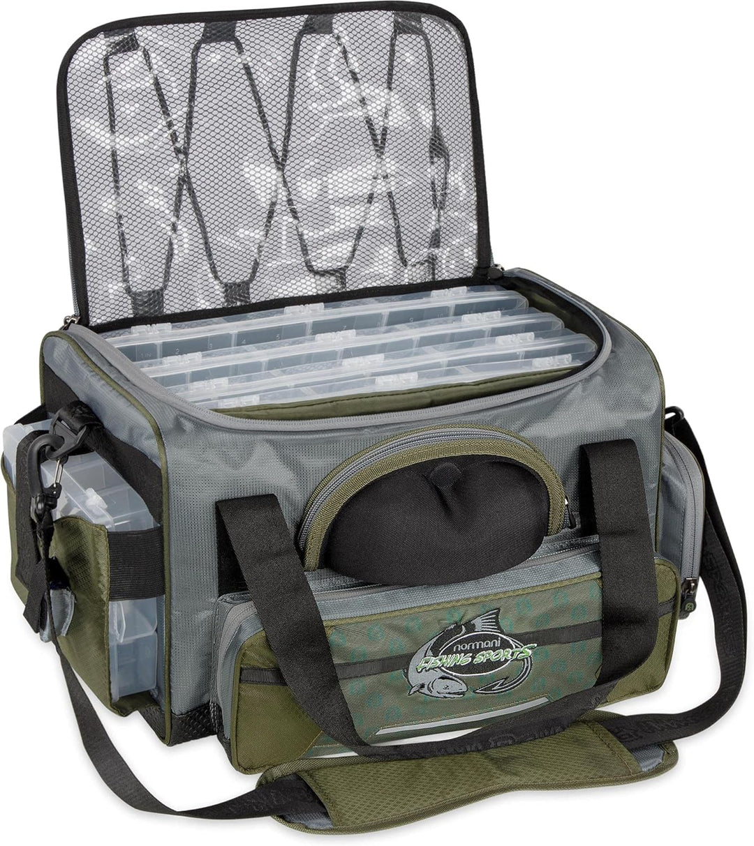 normani XXL Angeltasche mit 5 Köderboxen wasserdichte Angelbox Allzwecktasche Karpfentasche Tackle B