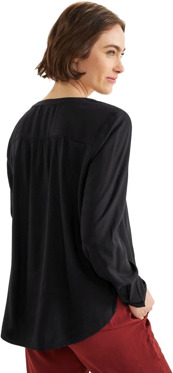 Street One Damen Bluse in Unifarbe 34 Schwarz, 34 Schwarz