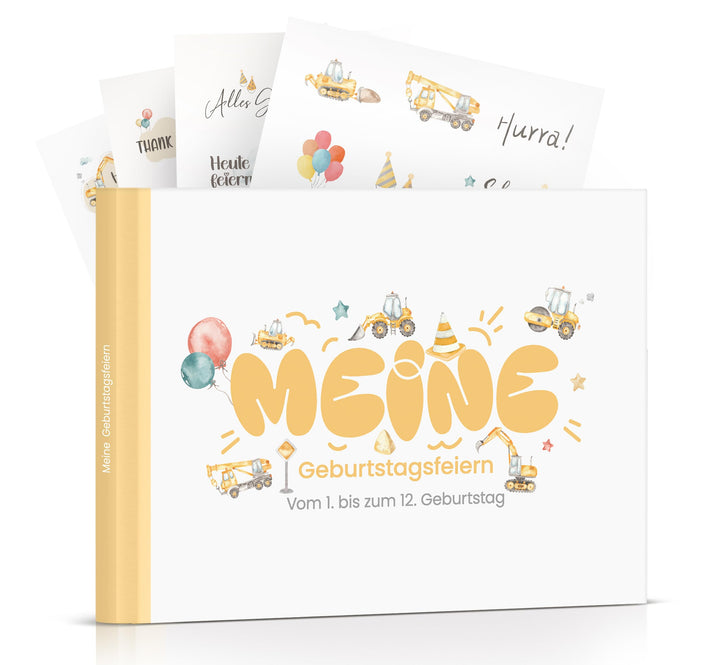 Geburtstagsbuch Erinnerungsalbum mit Aufklebern | Meine Kindergeburtstage von 1 bis 12 Fotobuch Albu