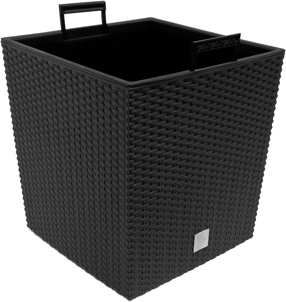 Deuba Blumentopf 64L Innentopf Mit Griffen Wetterfest Rattanoptik Innen- Und Aussenbereich Übertopf