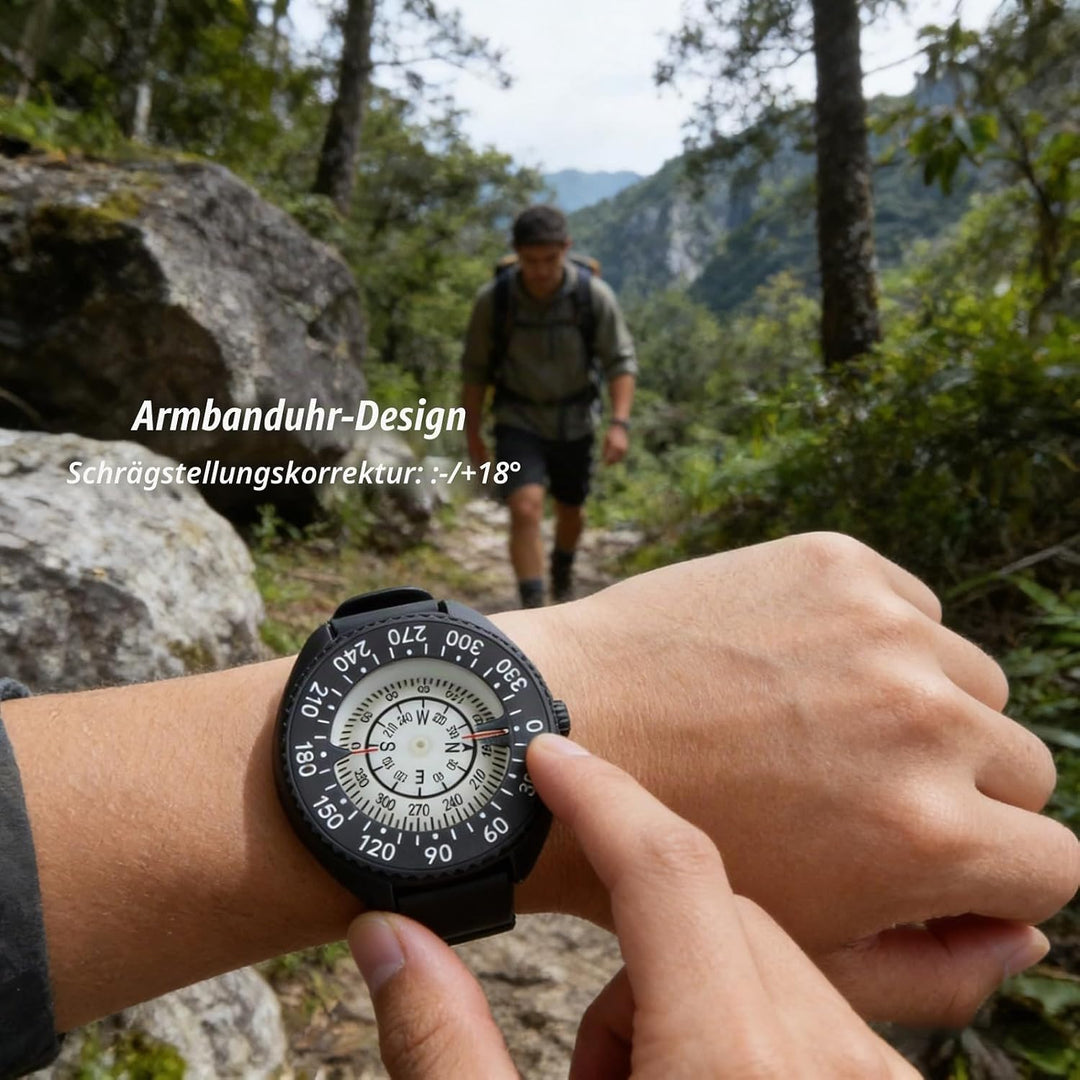 Dilwe Handgelenk Kompass, Wasserdicht Tauchkompass Scuba Tauch Kompass Outdoor Kompass für Survival,
