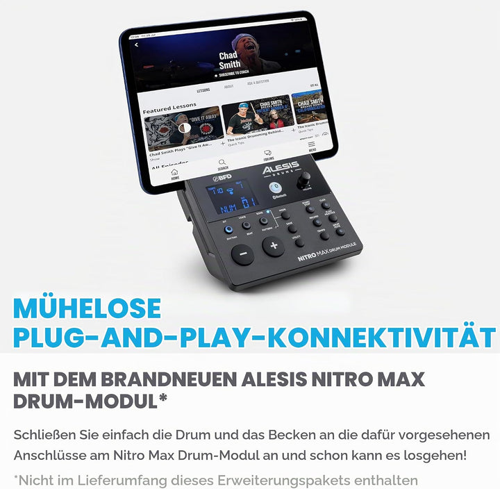 Alesis Drums Nitro Max Expansion Pack – E-Drum Set Erweiterung für Nitro Max Kit mit Mesh Tom Pad, 1