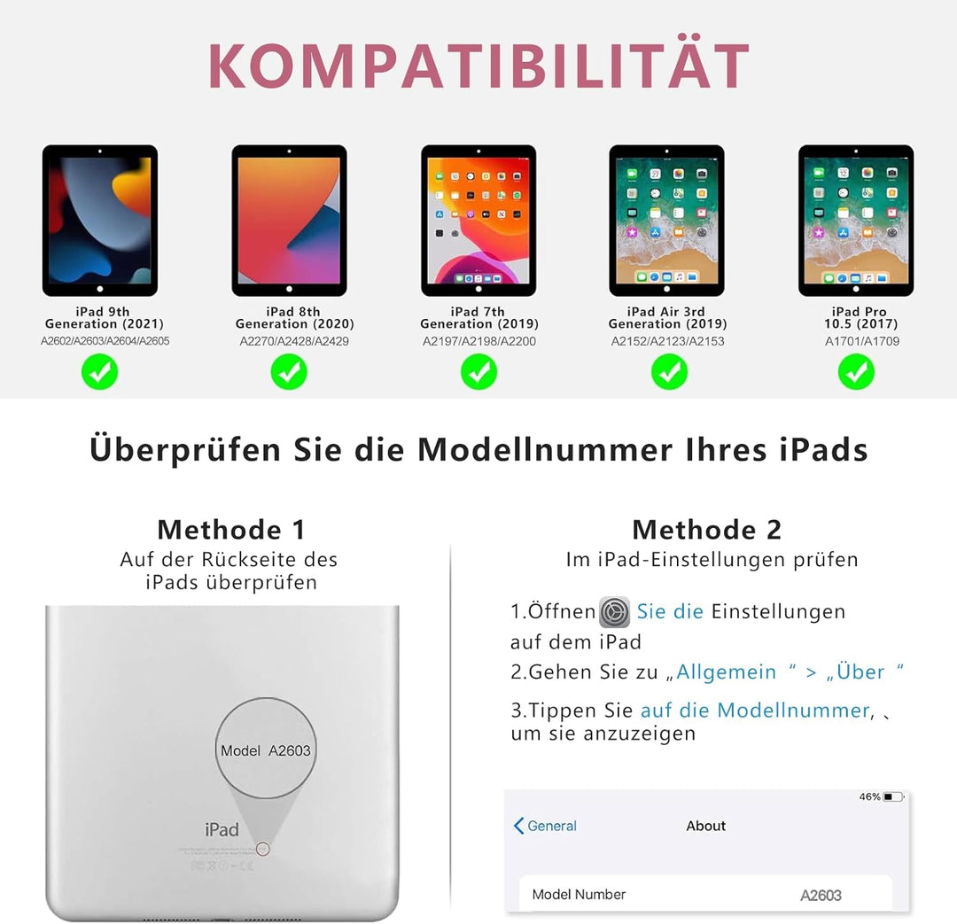 MMK Tastatur Hülle für iPad 10.2 Zoll (9/8/7 Generation 2021/2020/2019), für iPad Air 3rd 2019 und P