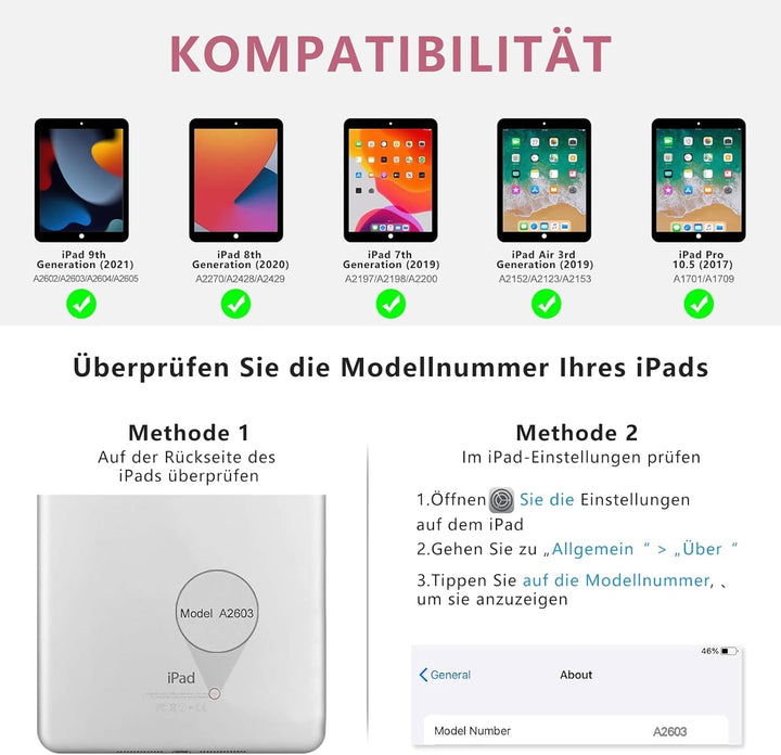 MMK Tastatur Hülle für iPad 10.2 Zoll (9/8/7 Generation 2021/2020/2019), für iPad Air 3rd 2019 und P