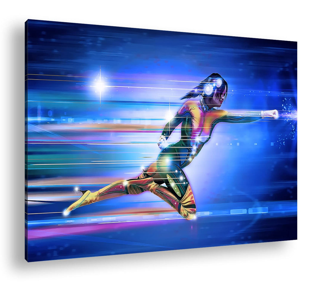 deyoli Geschwindigkeit der Cyber-Suprheldin Format: 80x60 als Leinwandbild, Motiv fertig gerahmt auf
