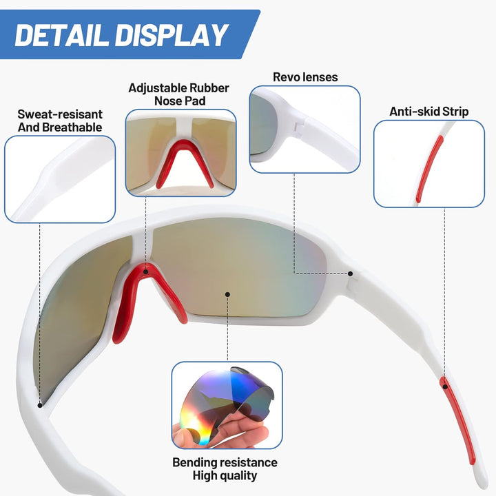 SAWUTPV Fahrradbrille Winddicht Herren Damen TR90 Rahmen Polarisiert Radfahren Ganzer Rahmen MTB Spo