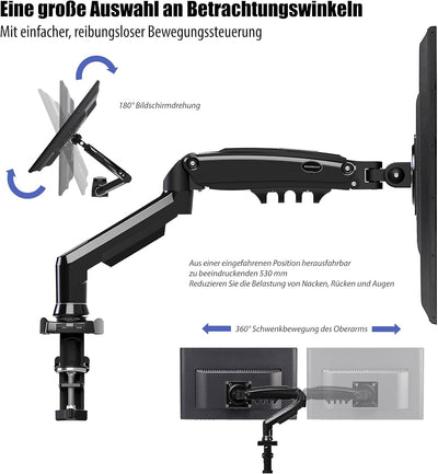 Invision Monitor Halterung für 17-27 Zoll Bildschirme, Monitor Arme, Bildschirmhalterung 1 Monitor,