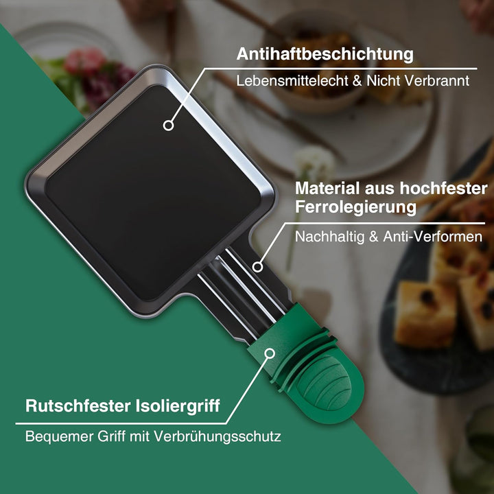 4 Stück Pfännchen für Raclette, Antihaftbeschichtet Grill Pfännchen, Viereckig Mini Raclette Grill P