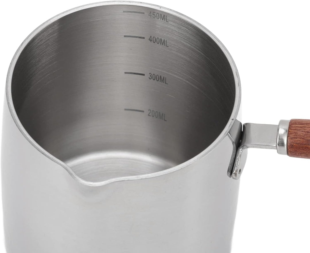 Tissting 2PCS450ML Mini Topf Kaffeekanne, Holzgriff Kleine Sossentopf Stielkasserolle Topf Butterwär