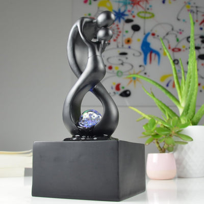 Zen'Light - Moderner Zimmerbrunnen Amor Schwarz mit Farbigem LED-Licht - Abnehmbare Skulptur - Zeitg