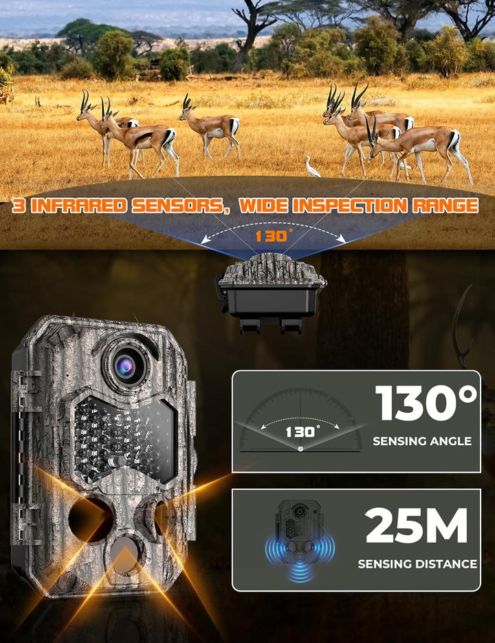 Wildkamera mit Handyübertragung App, 84MP 4K WLAN Wildkamera mit 8 AA-Batterien, 130 ° Weitwinkel Wi