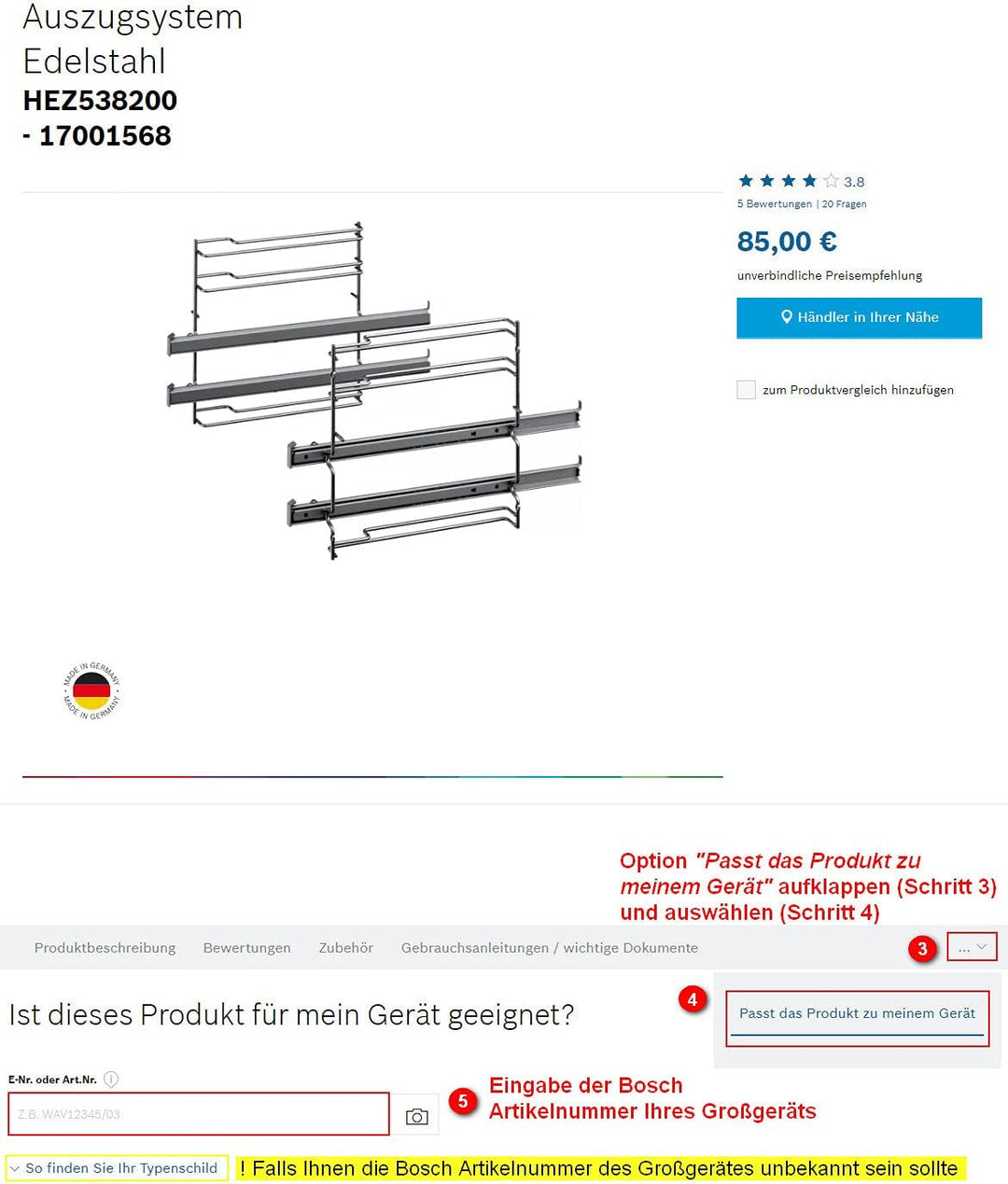 Bosch HEZ542000 Zubehör für Backöfen, Universalpfanne, grau emailliert, für Backöfen mit Backwagen S