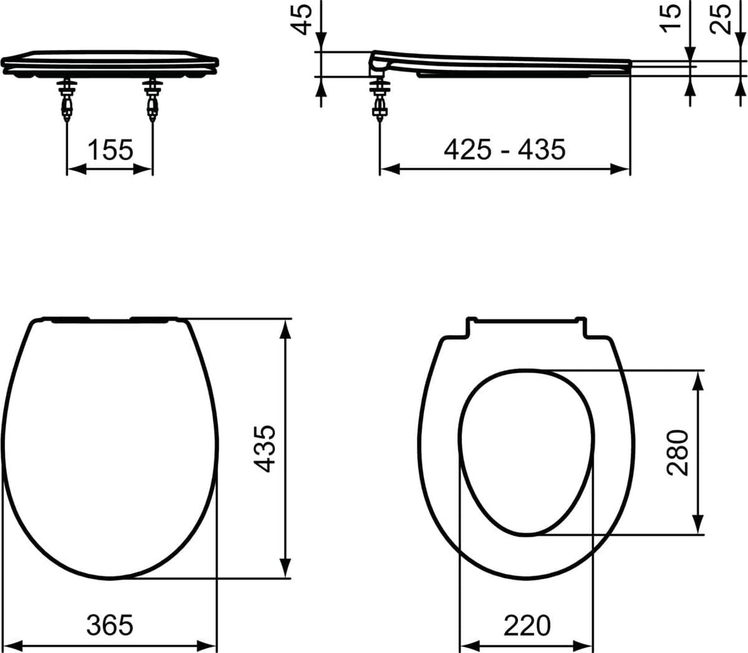 Ideal Standard E131801 Eurovit WC-Sitz, Weiss Universal Design mit Softclosing, Universal Design mit