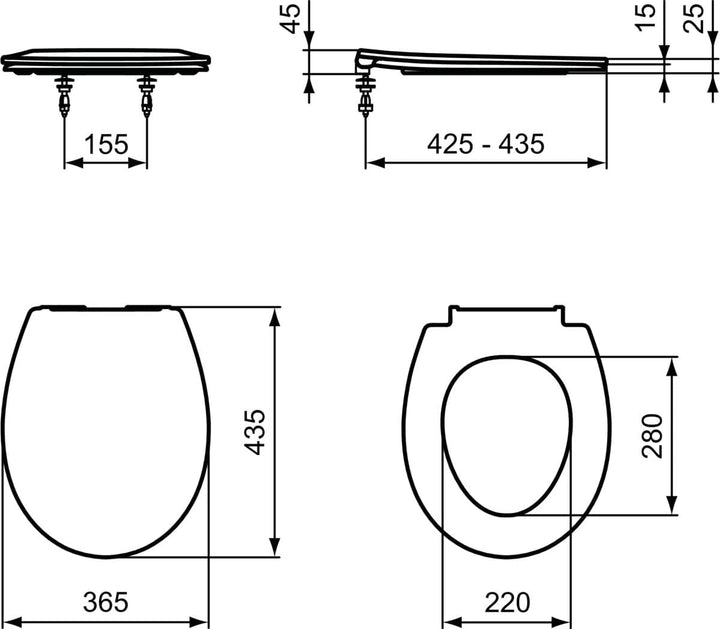 Ideal Standard E131801 Eurovit WC-Sitz, Weiss Universal Design mit Softclosing, Universal Design mit