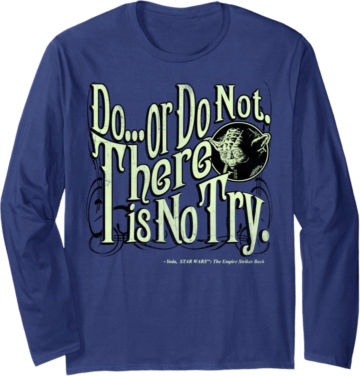 Star Wars Yoda There Is No Try Text Poster Langarmshirt