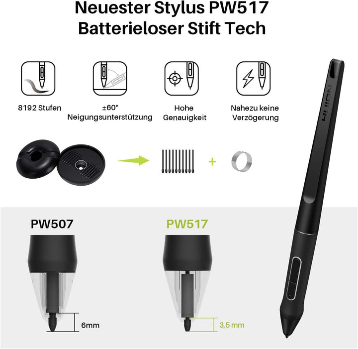 HUION Kamvas 12 Grafiktablett mit Display, 11,6 Zoll Stift-Display mit batterielosem Stift, 8 Expres