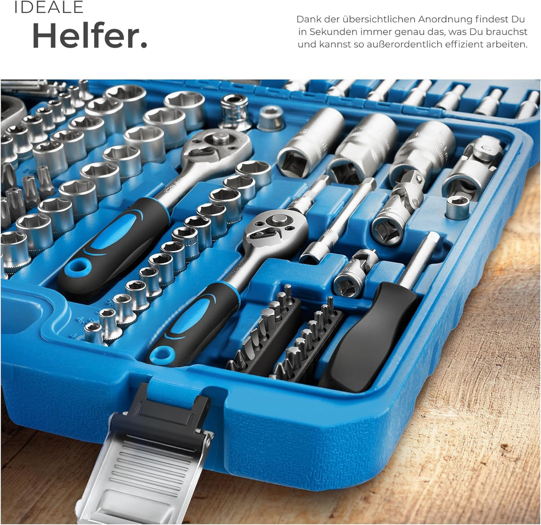 TecTake 171 tlg. Knarrenkasten 1/4, 3/8 und 1/2 Zoll Nusskasten Ratschenkasten Steckschlüssel Set