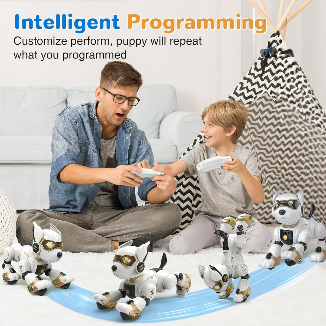 PRANITE Roboter Hund, Programmierbarer Roboterhund Kinder Ferngesteuerter Spielzeug, Wiederaufladbar