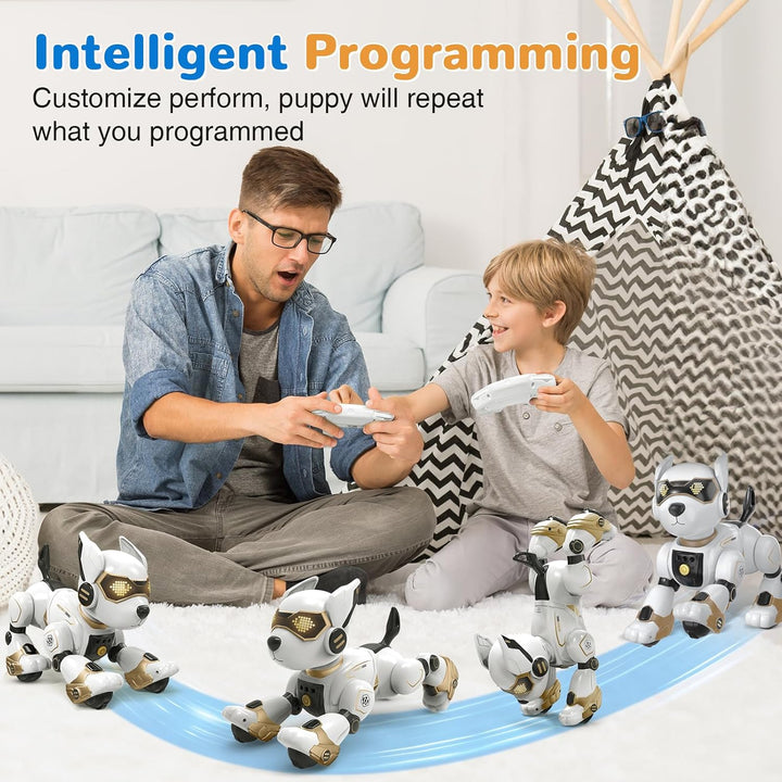 PRANITE Roboter Hund, Programmierbarer Roboterhund Kinder Ferngesteuerter Spielzeug, Wiederaufladbar