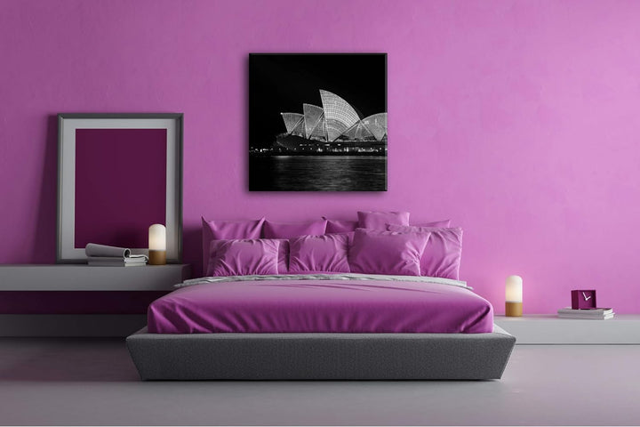 deyoli Dark Opera House in Sydney Format: 60x60 Effekt: Schwarz&amp;Weiss als Leinwandbild, Motiv fertig