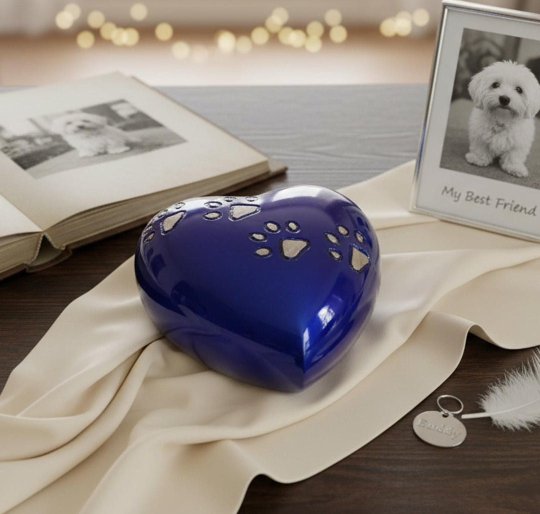 eSplanade Mini Brass Urn Heart Shaped Keepsake Memorial Jar Pot Container | Small urn in Box for Ash