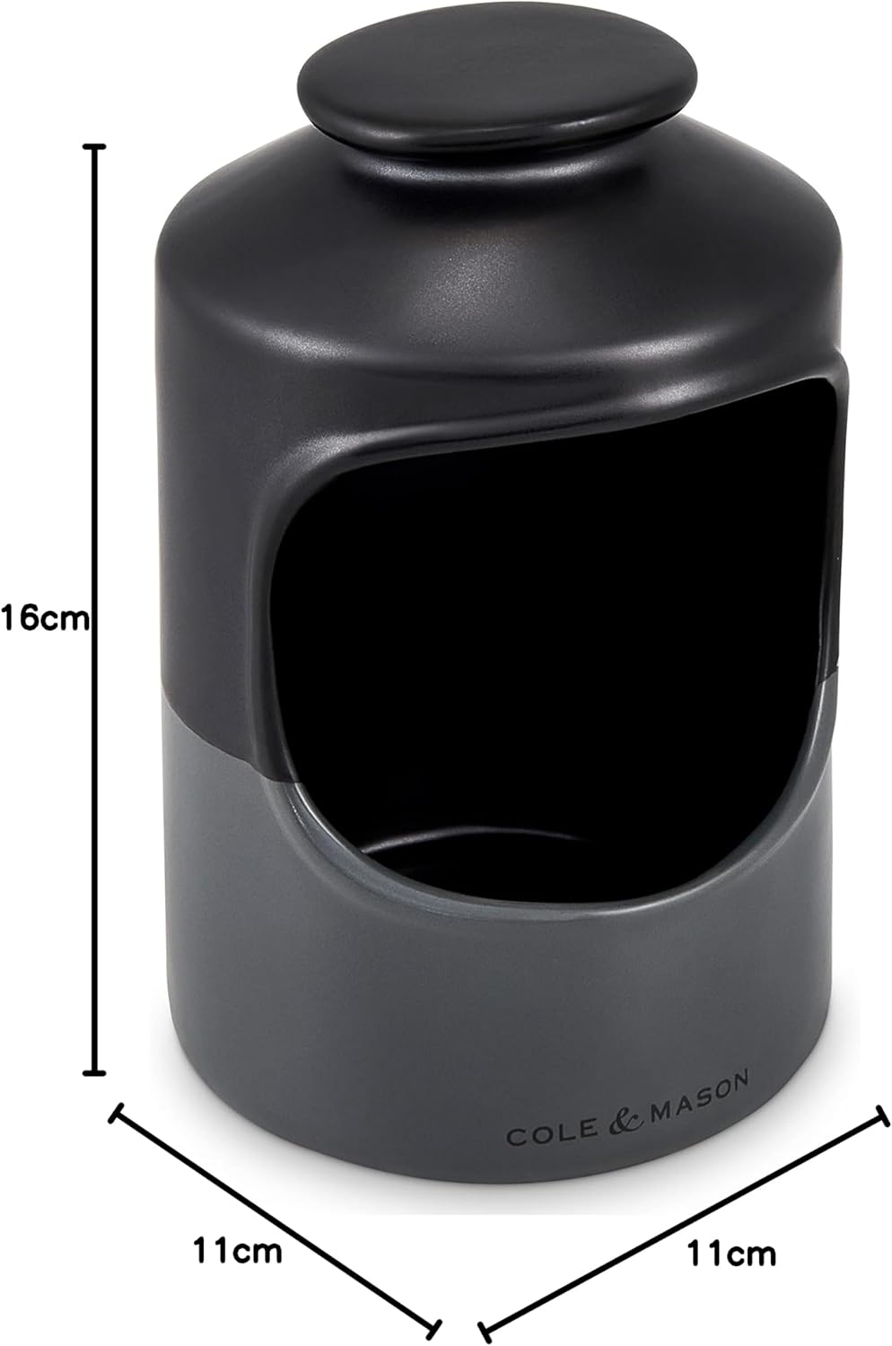 Cole & Mason H822136 Strethall Salzbehälter aus Keramik, Schwarz/Grau/Braun, 163mm x 110mm, Salzdose