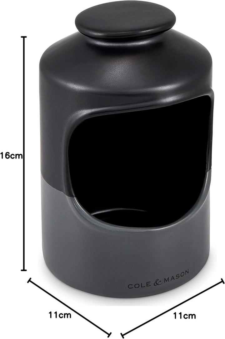 Cole & Mason H822136 Strethall Salzbehälter aus Keramik, Schwarz/Grau/Braun, 163mm x 110mm, Salzdose