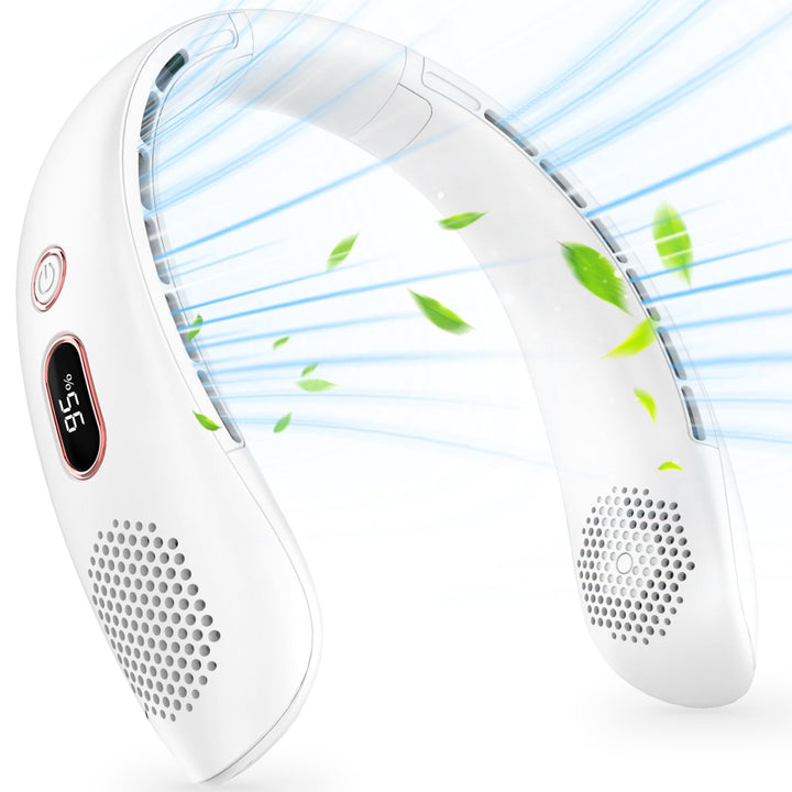 YAZEKY Tragbarer Nackenventilator Leise USB - 360° Kühlung Hals Ventilator mit LCD Display, 3 Stufen