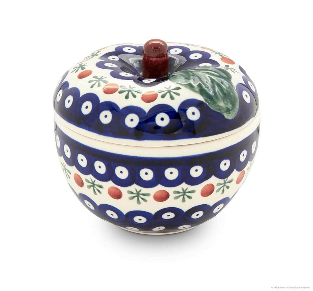 Bunzlauer Keramik Apfel-Bräter Bratapfelbräter mit Deckel Ø12,6 cm H11,6 cm (Dekor 41), Dekor 41