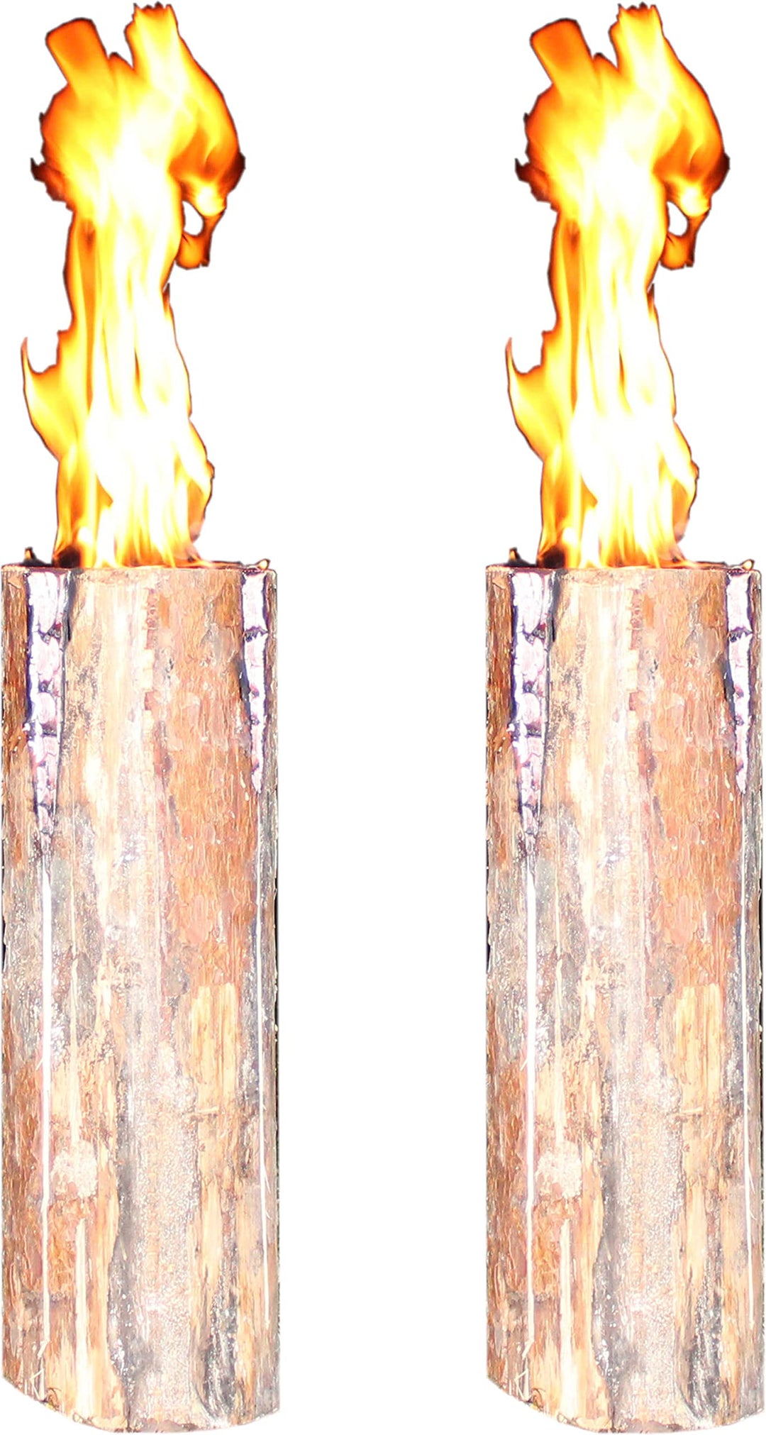 Schwedenfeuer 2 Stück Baumfackel Finnenfackel Gartenfackel Fackel H 60 cm D 20 - 25 cm
