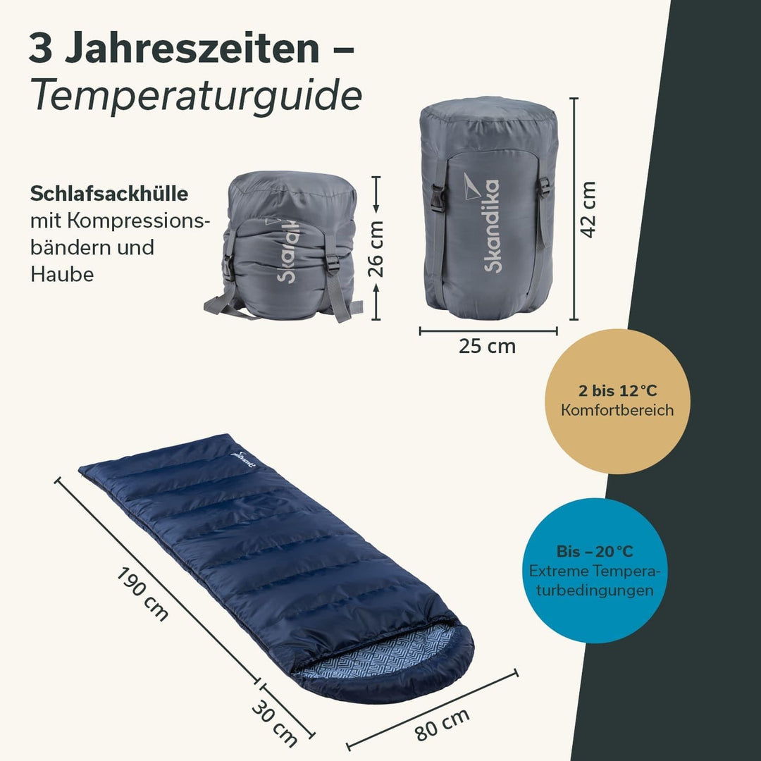 Skandika Deckenschlafsack Dundee Flanell | Baumwolle, Luxus-Qualität, koppelbar, Doppelschlafsack, 3