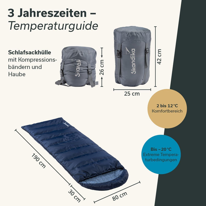 Skandika Deckenschlafsack Dundee Flanell | Baumwolle, Luxus-Qualität, koppelbar, Doppelschlafsack, 3